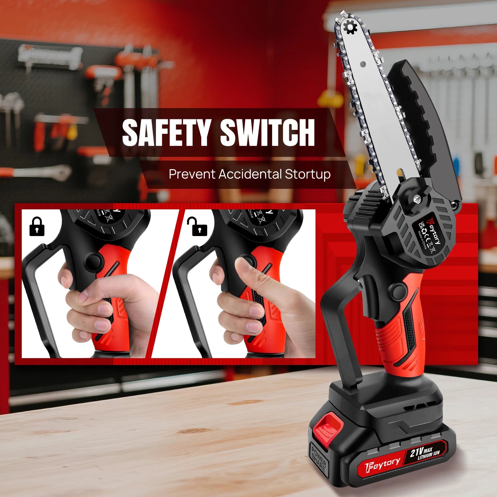 Mini Chainsaw Cordless 6 Inch with 1x1.5Ah Battery,21V Handheld Small Chain Saw for Wood Cutting Tree Trimming Gardening