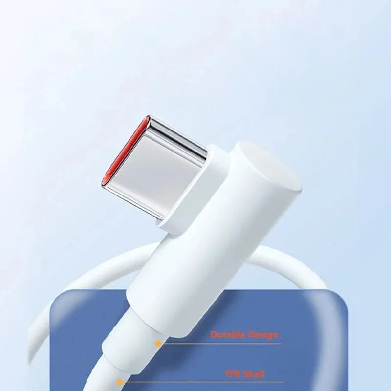 Original Xiaomi 120W 6A USB Super Fast Charger For Mi 12 11 POCO X5 X4 Pro Redmi Note 8 9 10 11 90 Degree Type C Charging Cable
