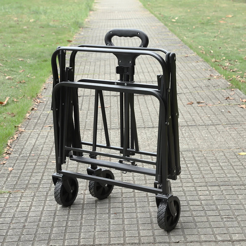 Collapsible Folding Utility Wagon Outdoor Camping Beach Wagon Cart Heavy Duty Large Capacity Fold Wagon Portable Grocery Trolley