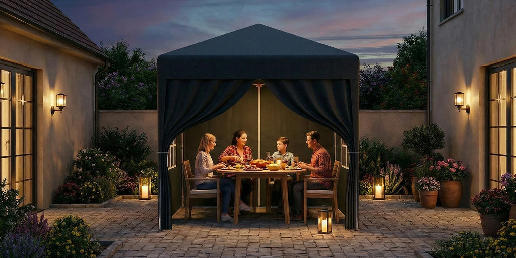LOEFME Pop up Gazebo 2x2m Outdoor Shelter Commercial Market Stall W/ 4 Side Waterproof Windproof Sun Shelter Garden Camping Tent