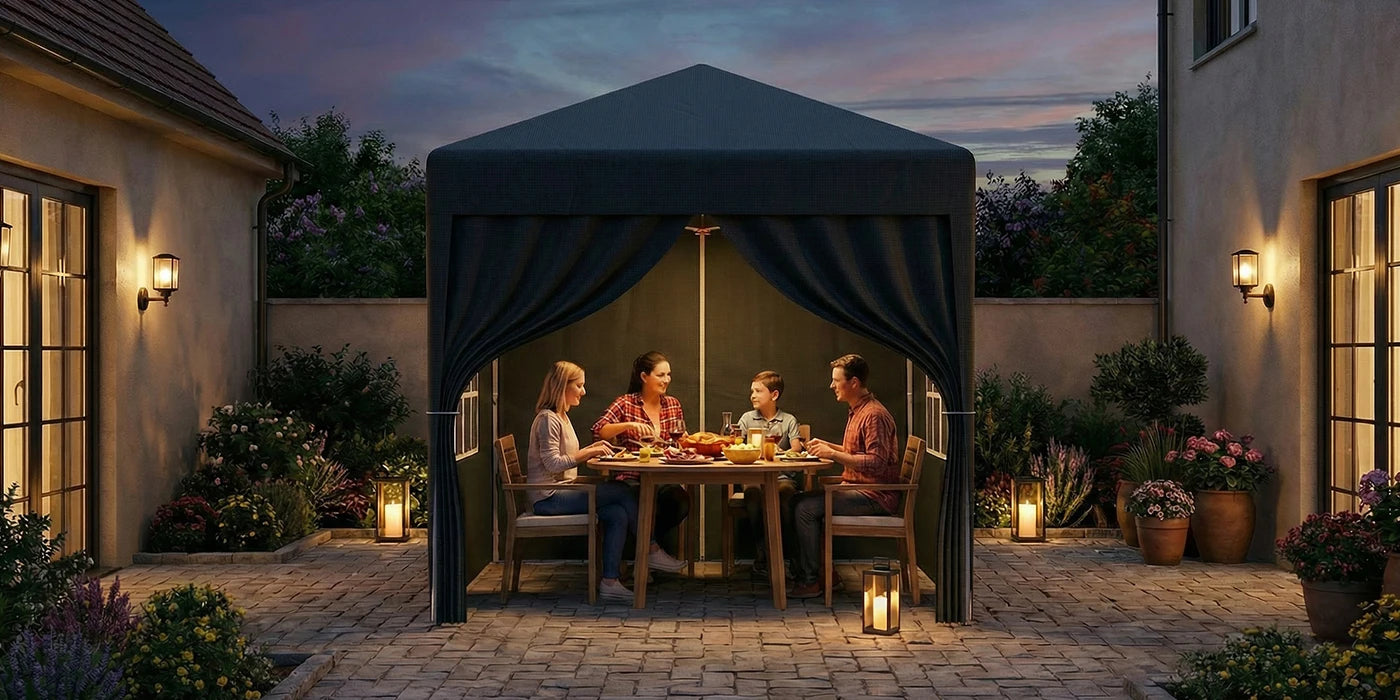 LOEFME Pop up Gazebo 2x2m Outdoor Shelter Commercial Market Stall W/ 4 Side Waterproof Windproof Sun Shelter Garden Camping Tent