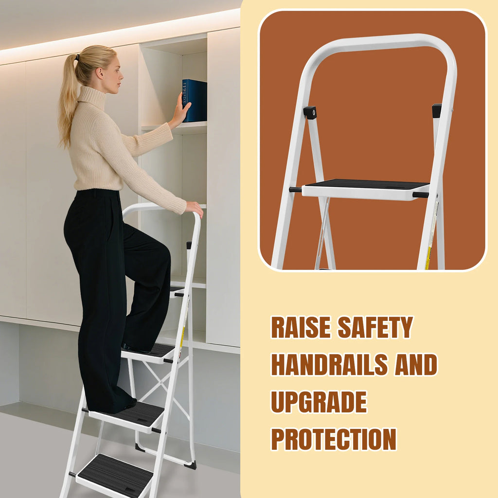 2/3/4-Step Ladder Steel Folding Portable Non-Slip Step Ladder Heavy Duty Multi Purpose for Home 150kg/330lbs Capacity