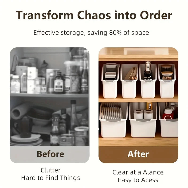 2-Pack Curved Storage Boxes: Heavy-Duty Organizer for Under Sink, Pantry & Cabinet. Save Space, No Assembly.