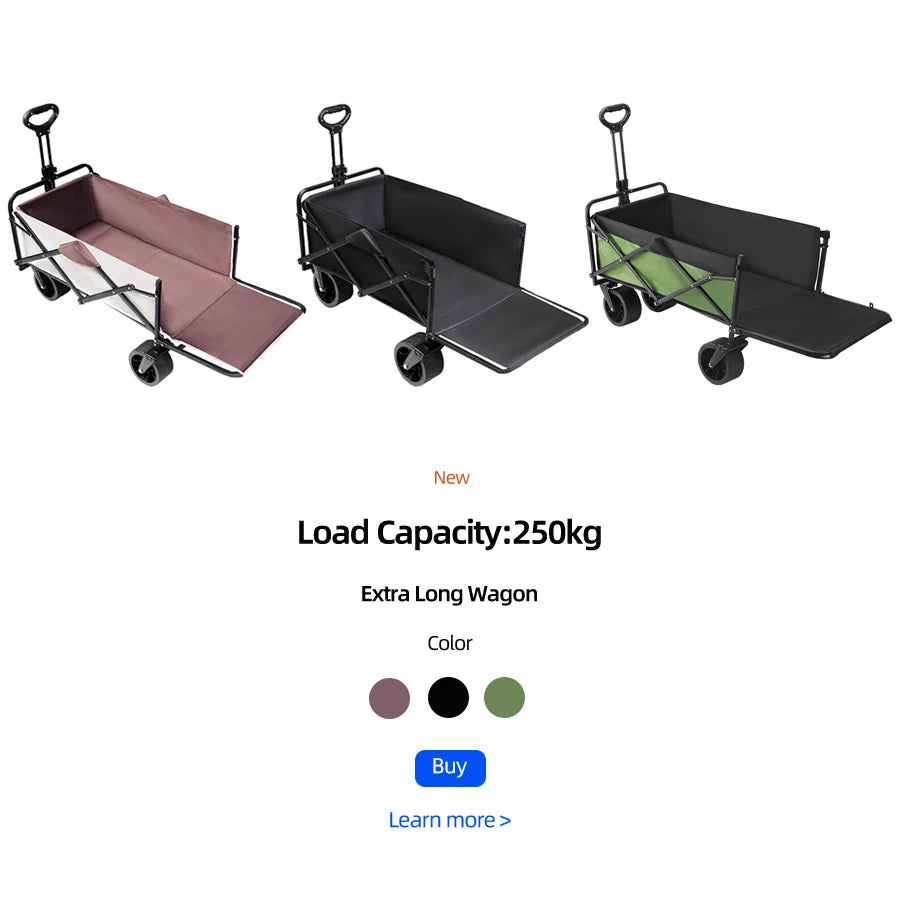 Big Tank Wheels Large Capacity Foldable Cart 500lbs Beach Wagon for Sand Garden Outdoor Picnic Collapse Shopping Trolleys Cart