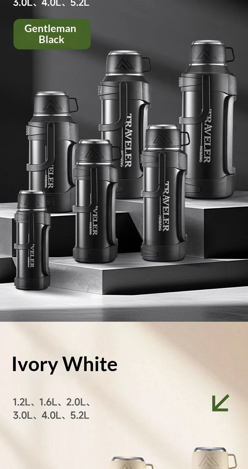 Leak Proof Insulated Travel Bottle 2L Large Capacity 316 Stainless Steel Large Capacity Vacuum Flask with Handle for Outdoor Gym