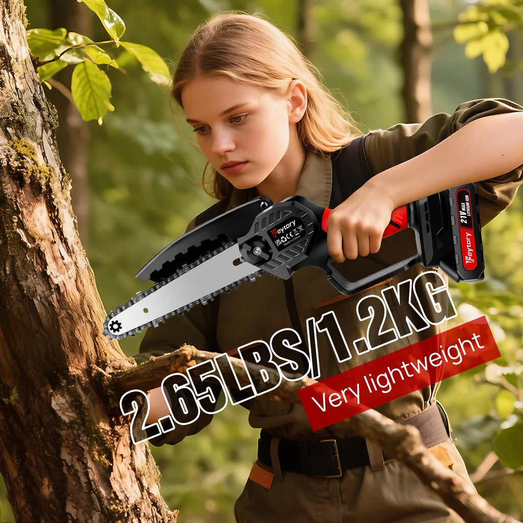 Mini Chainsaw Cordless 6 Inch with 1x1.5Ah Battery,21V Handheld Small Chain Saw for Wood Cutting Tree Trimming Gardening