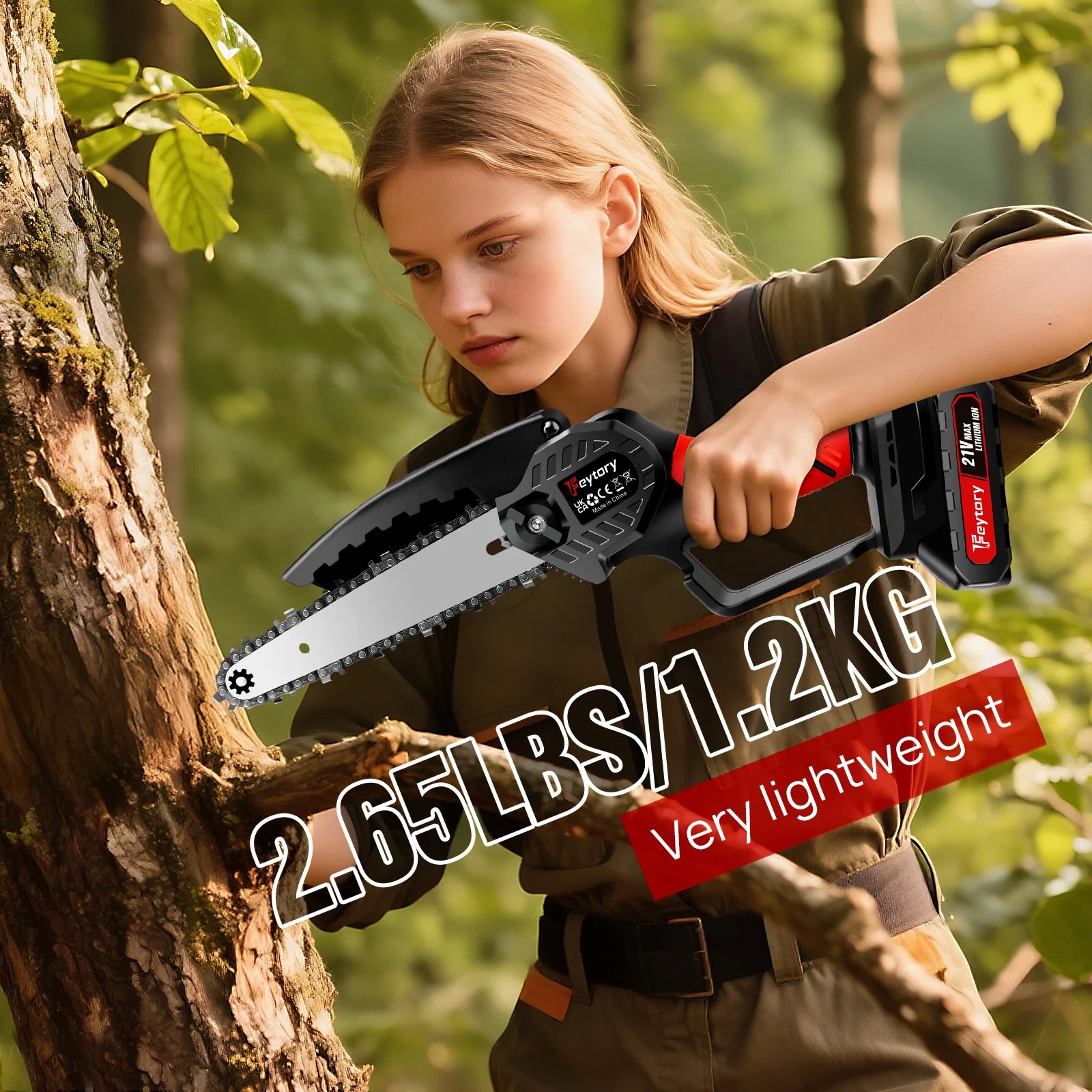 Mini Chainsaw Cordless 6 Inch with 1x1.5Ah Battery,21V Handheld Small Chain Saw for Wood Cutting Tree Trimming Gardening