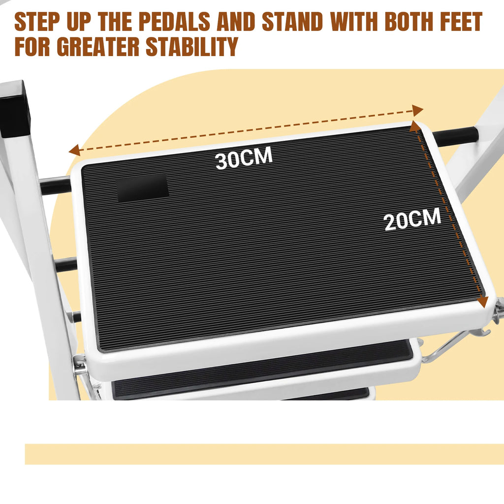 2/3/4-Step Ladder Steel Folding Portable Non-Slip Step Ladder Heavy Duty Multi Purpose for Home 150kg/330lbs Capacity
