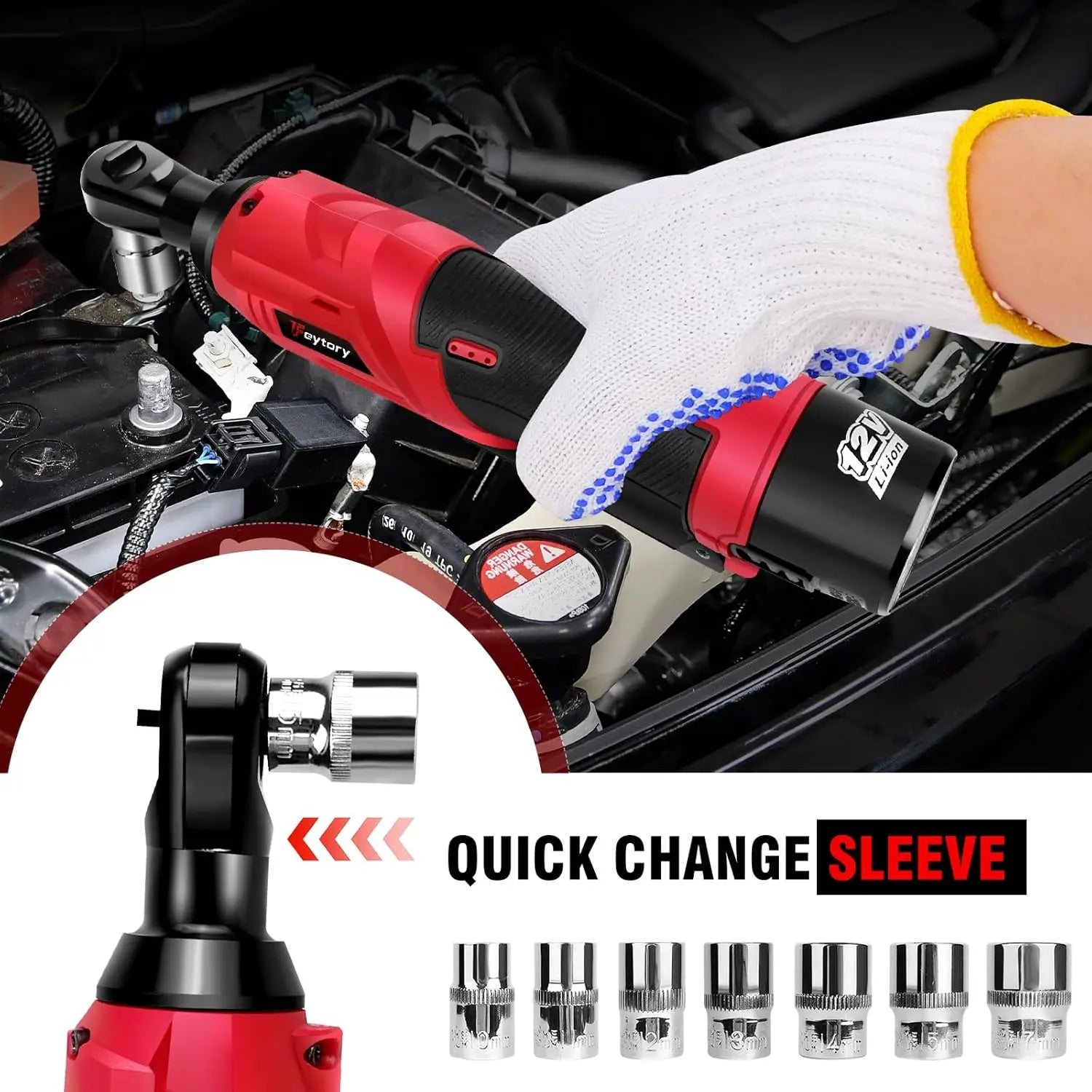 3/8" Extended Cordless Ratchet Wrench 12V Electric Ratchet Wrench,12V Power Ratchet Tool  for Table, Bike, DIY