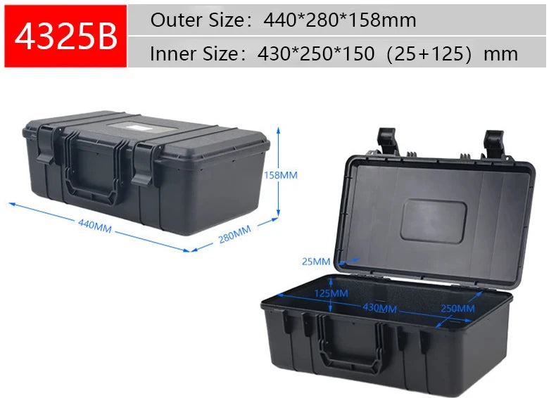 Waterproof Protective Tool Box Hard Carry Tool Case Bag Storage Box Equipment Instrument Toolbox Organizer Outdoor Suitcase