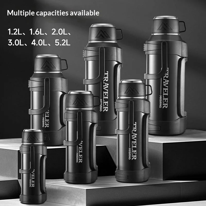 Leak Proof Insulated Travel Bottle 2L Large Capacity 316 Stainless Steel Large Capacity Vacuum Flask with Handle for Outdoor Gym