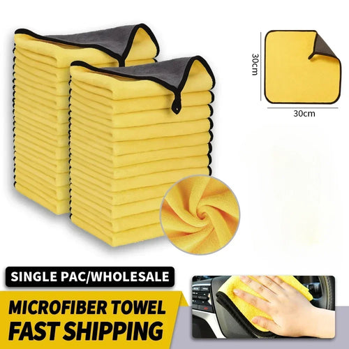 1/2/3/6/10pcs 30X60cm Microfiber Car Cleaning Towels Soft Quick Drying for Windows Mirrors Wiping Rags Double Layer Wash Cloth