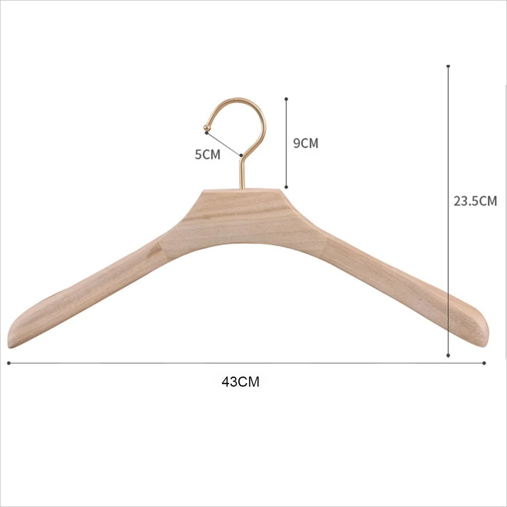 1pc Natural Camphor Wood Hanger Wardrobe Clothing Wide Shoulder Suit Clothes Hang Non-slip Clothes Rack 43x3cm