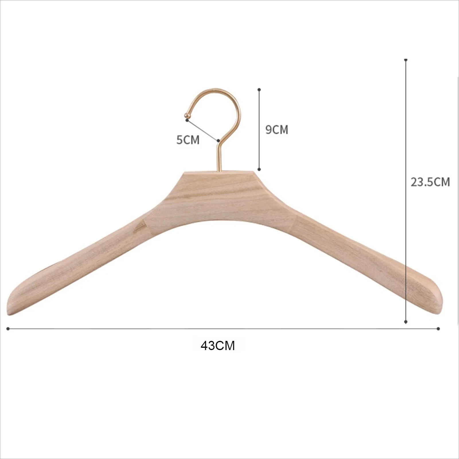 1pc Natural Camphor Wood Hanger Wardrobe Clothing Wide Shoulder Suit Clothes Hang Non-slip Clothes Rack 43x3cm