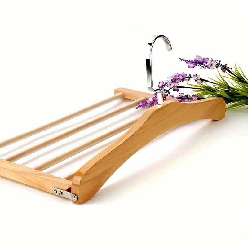 Solid Wood Multifunctional Multi-tier Trouser Rack Household Wooden Coat Rack Towel Scarf Tie Storage Rack Flocking Non-marking