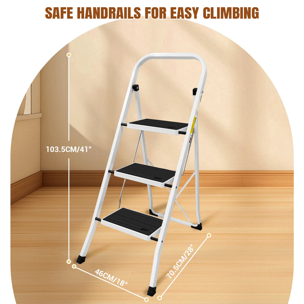 2/3/4-Step Ladder Steel Folding Portable Non-Slip Step Ladder Heavy Duty Multi Purpose for Home 150kg/330lbs Capacity