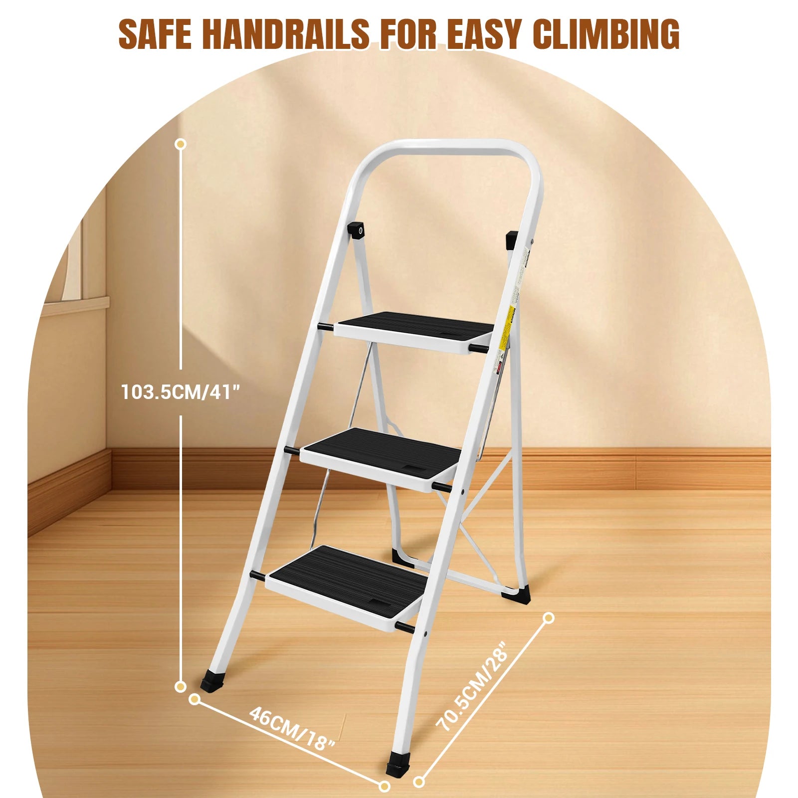 2/3/4-Step Ladder Steel Folding Portable Non-Slip Step Ladder Heavy Duty Multi Purpose for Home 150kg/330lbs Capacity