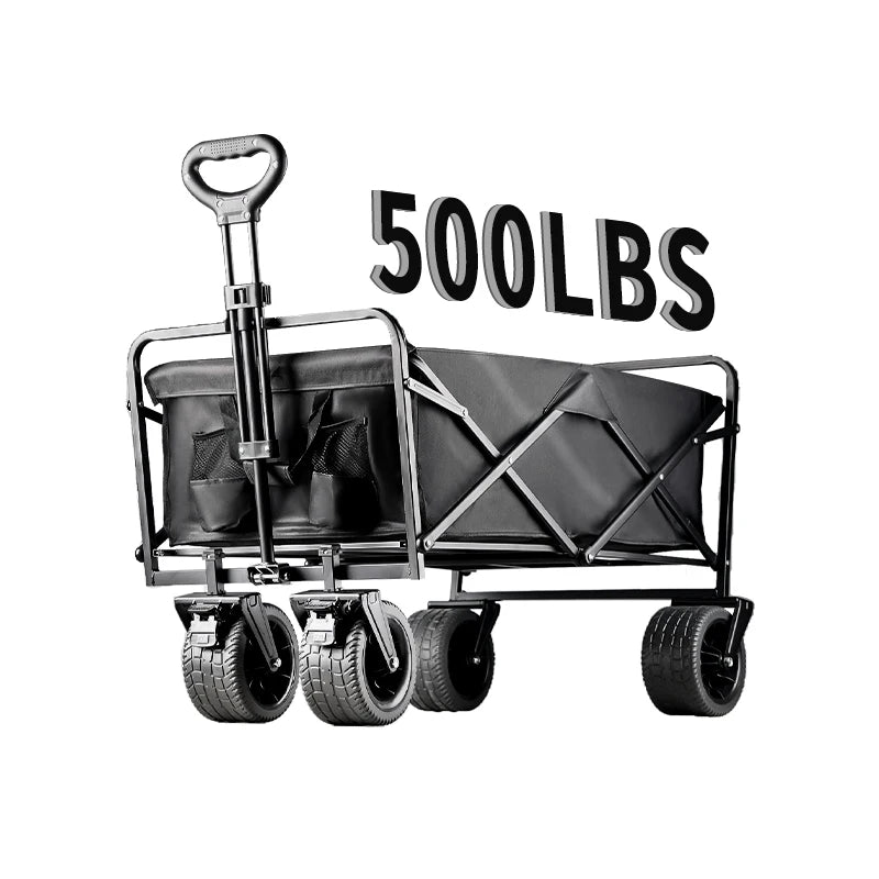 Big Tank Wheels Large Capacity Foldable Cart 500lbs Beach Wagon for Sand Garden Outdoor Picnic Collapse Shopping Trolleys Cart