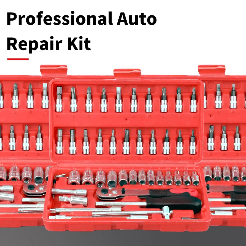 46-Piece Tool Set - General Home Use Craft Toolbox, Motorcycle Car Repair Tool Set, with Plastic Tool Box Storage Box