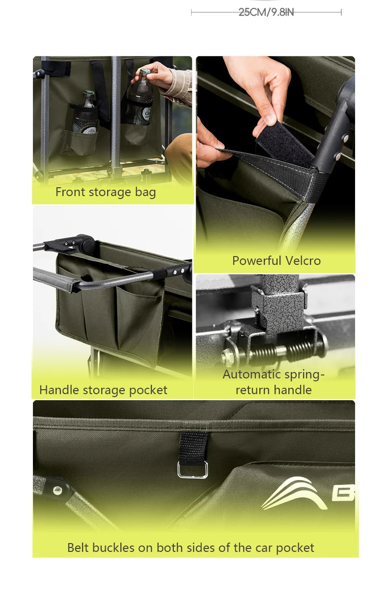 BISINNA Large Capacity Outdoor Folding Cart Portable Multi-functional Carts Beach Travel and Picnic Camping Equipment