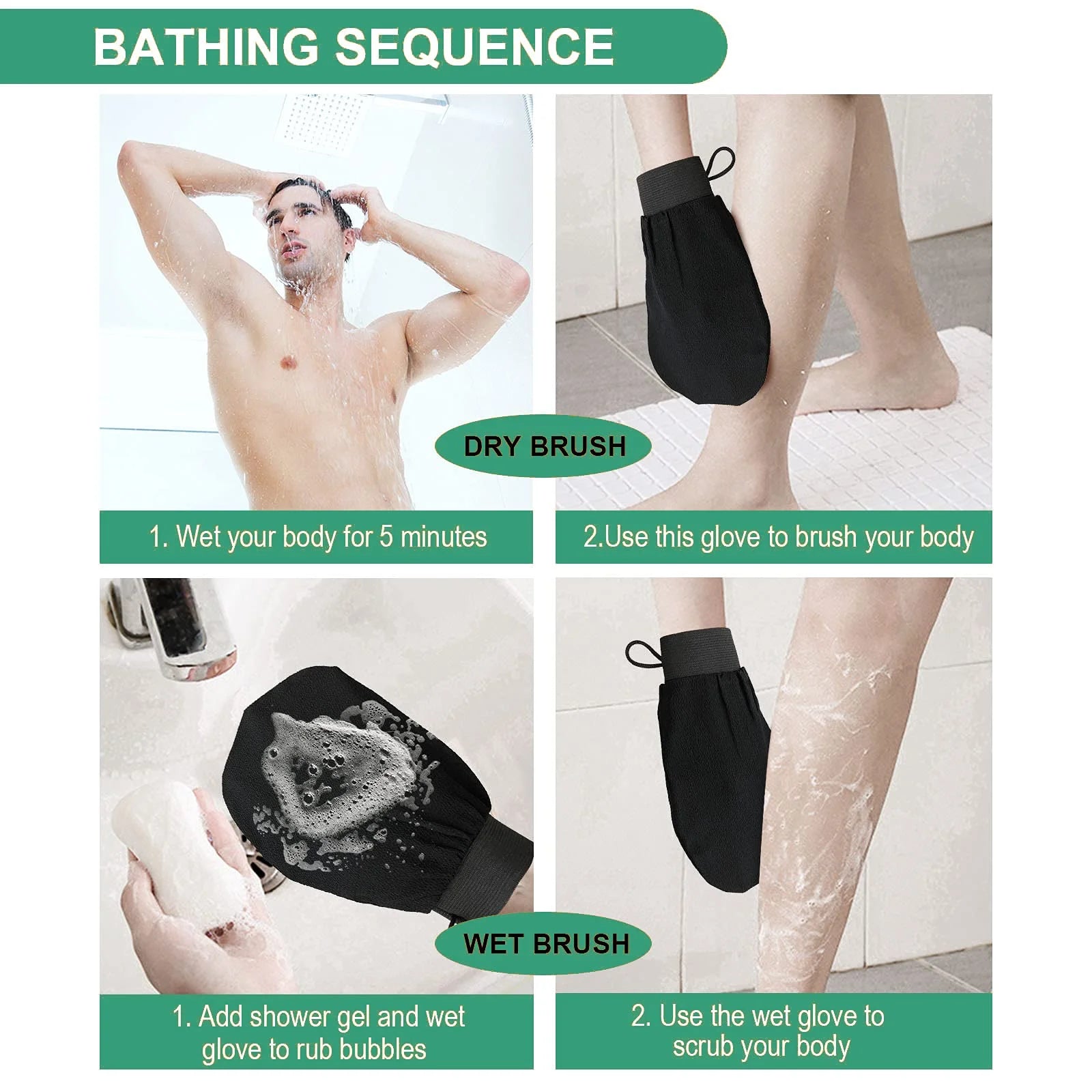 1pc Deep Exfoliating Mitt - 100% Viscose Fiber Scrub Glove for Cleaning Skin and Sloughing Off Dead Skin and Dirt