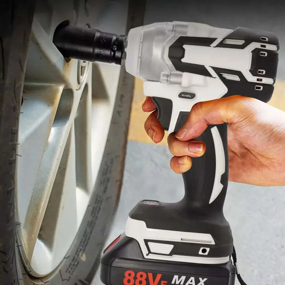 1000Nm 21V Cordless Electric Impact Wrench Drill Gun Ratchet Driver + 2 Battery