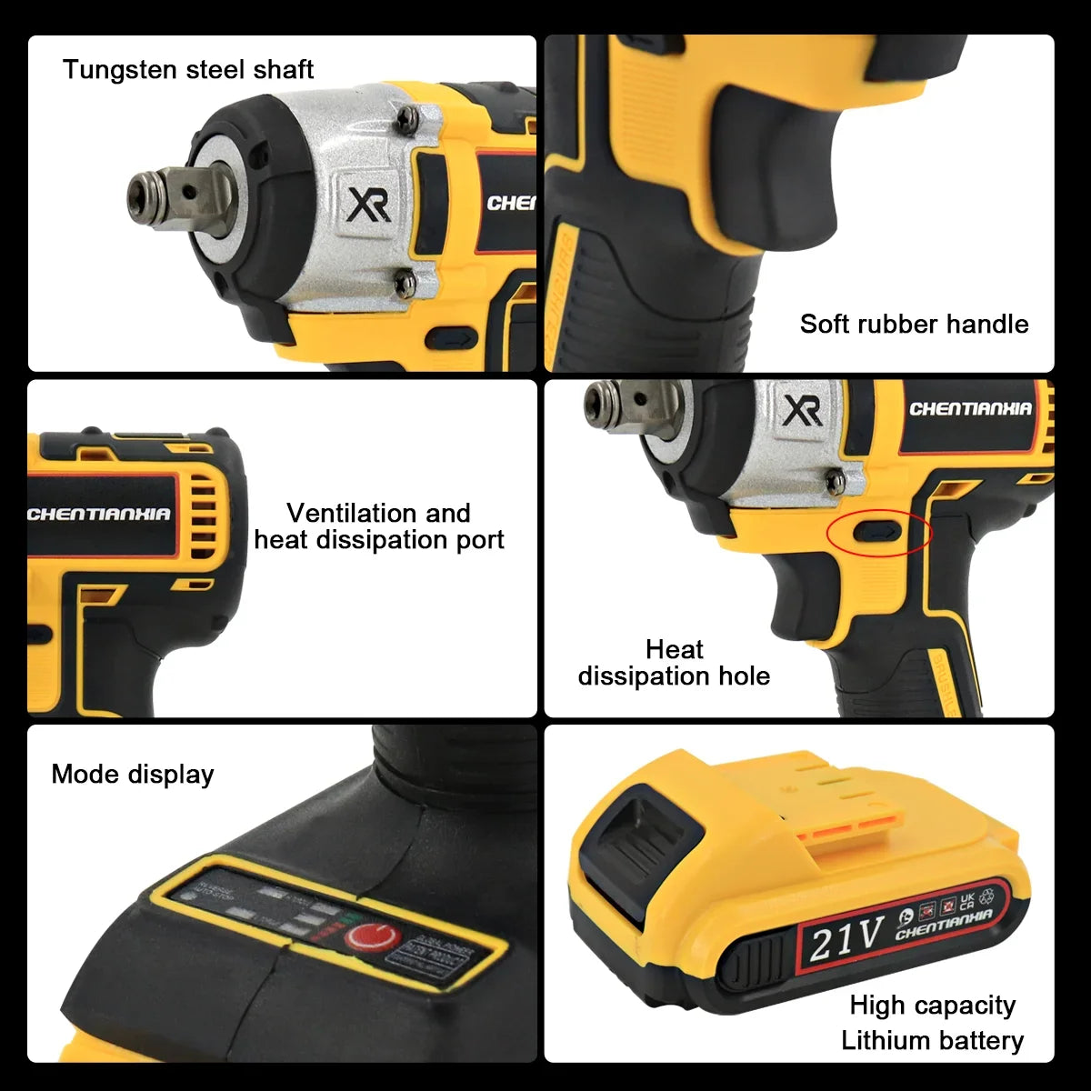 380Nm 1/2" Cordless Electric Impact Wrench Drill Gun Ratchet Driver Includes 2 Battery, Charger and Kit Bag