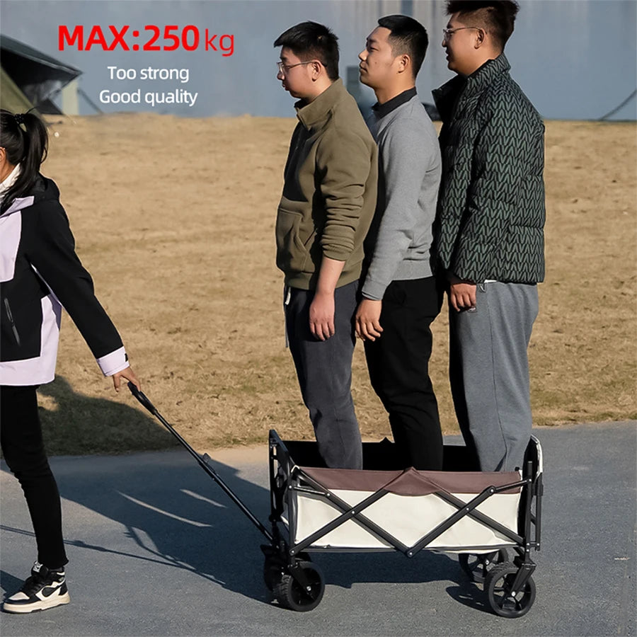 Big Tank Wheels Large Capacity Foldable Cart 500lbs Beach Wagon for Sand Garden Outdoor Picnic Collapse Shopping Trolleys Cart