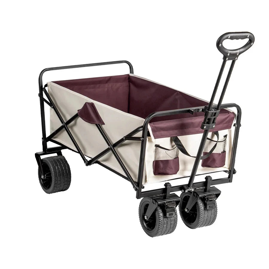 Big Tank Wheels Large Capacity Foldable Cart 500lbs Beach Wagon for Sand Garden Outdoor Picnic Collapse Shopping Trolleys Cart