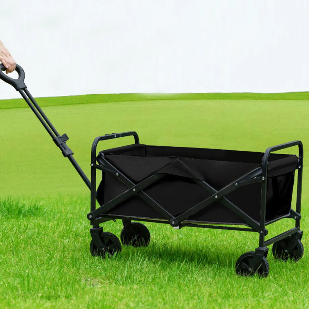 Collapsible Folding Utility Wagon Outdoor Camping Beach Wagon Cart Heavy Duty Large Capacity Fold Wagon Portable Grocery Trolley