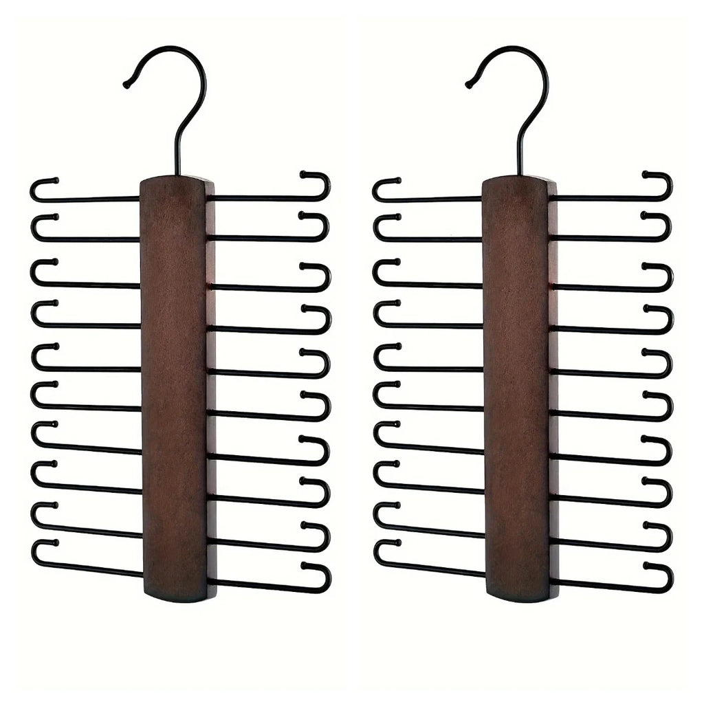 1 Wooden Tie Storage Rack with 360 Degree Rotation, Vintage Tie with Closet To Save Space Rack with 20 Anti Slip Hanging Grooves