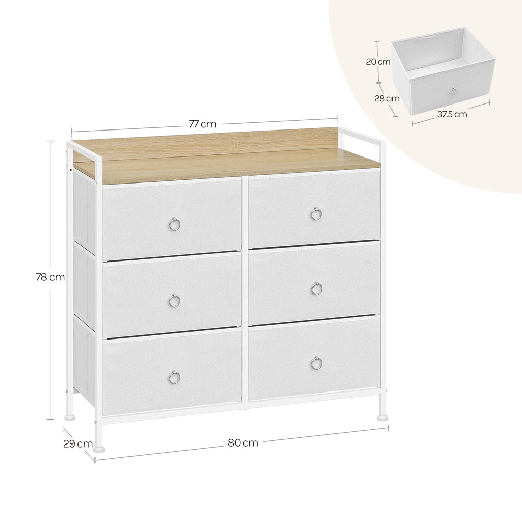 WOLTU Living Room Cabinet Chest of Drawers with 6 Fabric Drawers Storage Sideboard for Bedroom Hallway Home Organizer