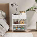 White hollow carved bird pattern bedside table with drawers bedroom living room side table storage cabinet