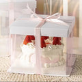 Clear Plastic Cake Gift Box with Ribbon 10 Inch/12Inch, Pink / White