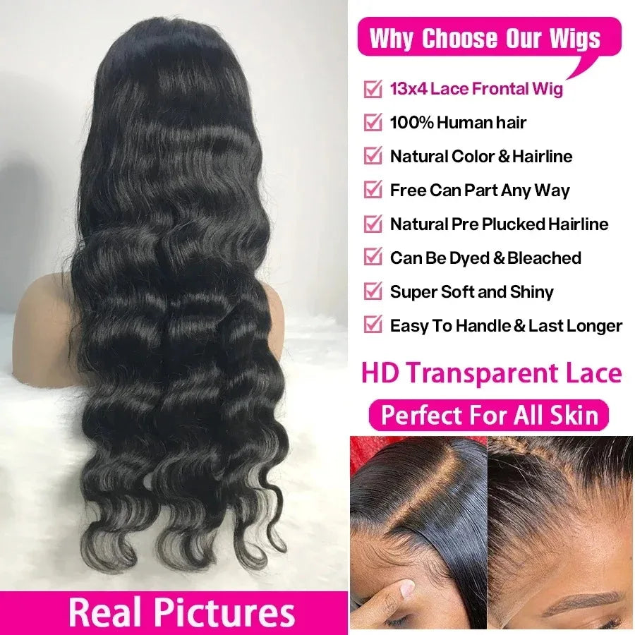 30 40 Inch Body Wave 13x6 HD Lace Frontal Wigs Human Hair Wig 13x4 Hd Lace Front Wig For Black Women Pre Plucked Brazilian Hair