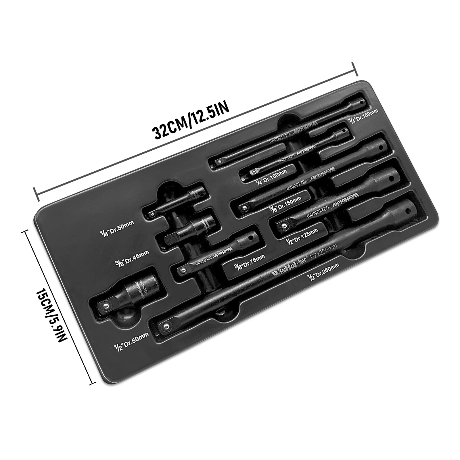 9Pcs/Set Impact Extension Bars 1/2" 3/8" 1/4" Drive Long Reach Extension Bar Set For Impact Sockets Ratchets Repair Tools Black