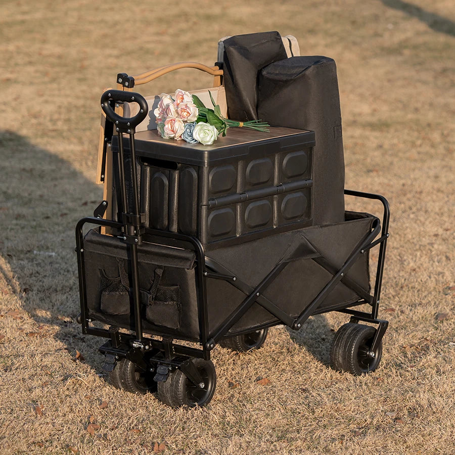 Big Tank Wheels Large Capacity Foldable Cart 500lbs Beach Wagon for Sand Garden Outdoor Picnic Collapse Shopping Trolleys Cart