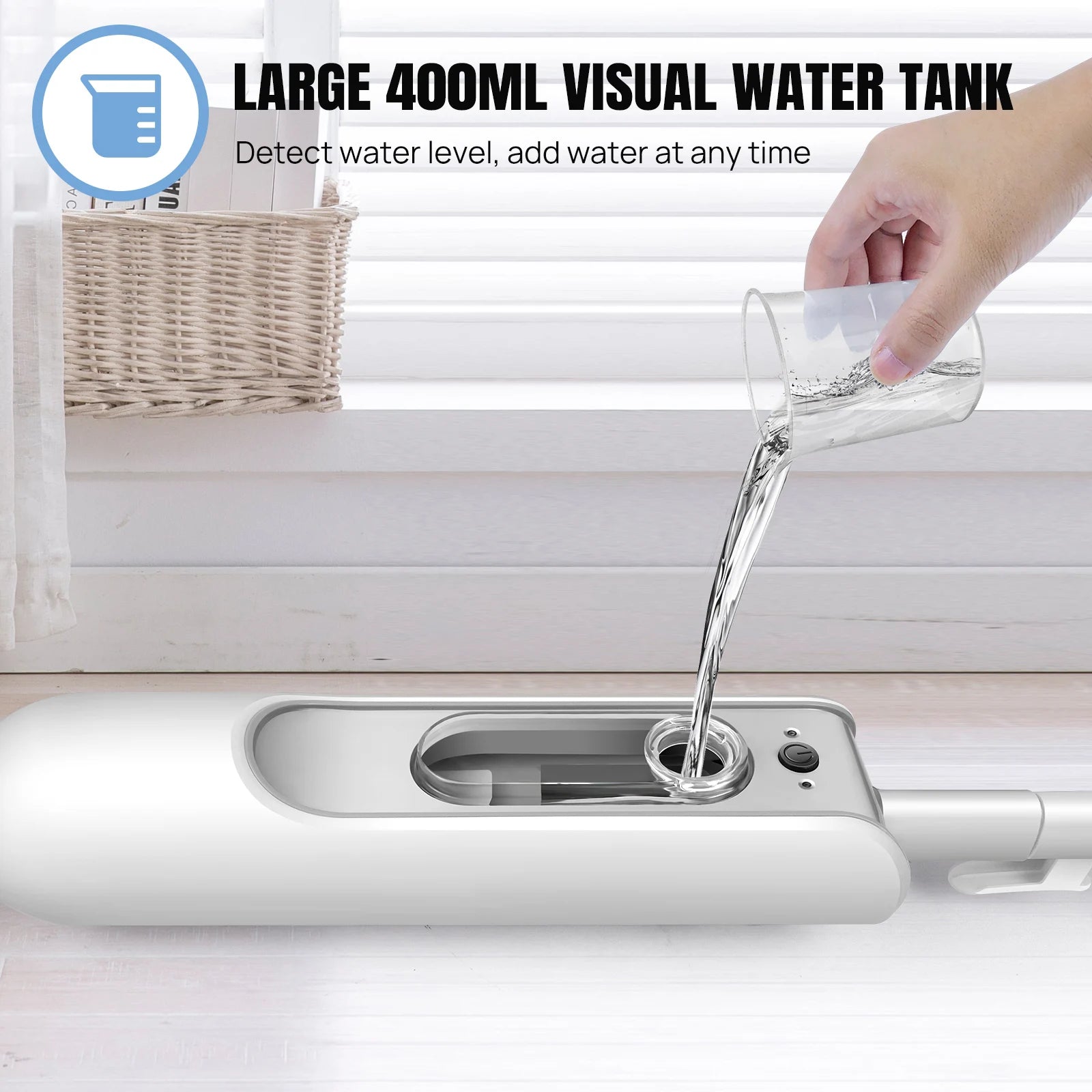 Steam Mop&Detachable Steam Cleaner,1500W Powerful Floor Steamer,Removes up to99.9%of Bacteria andViruses,for Carpet  Clean,400ml