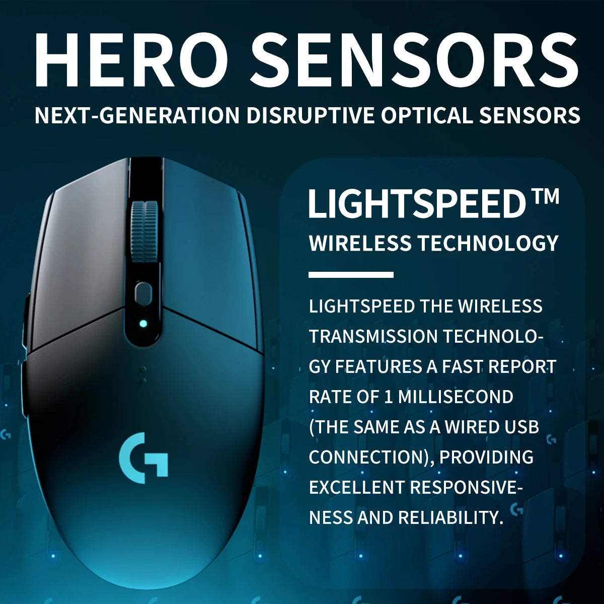 Logitech G304/G402/G203 Lightspeed Wireless Gaming Mouse, 12000 DPI, 6-button silent operation, strong Bluetooth headset support