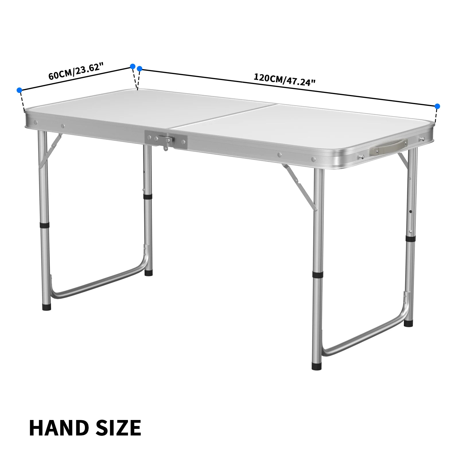 120x60x70cm Aluminium Camping Table, Portable Folding Table Small Picnic Table Laptop Desk TV Dinner Bed Home Office, White