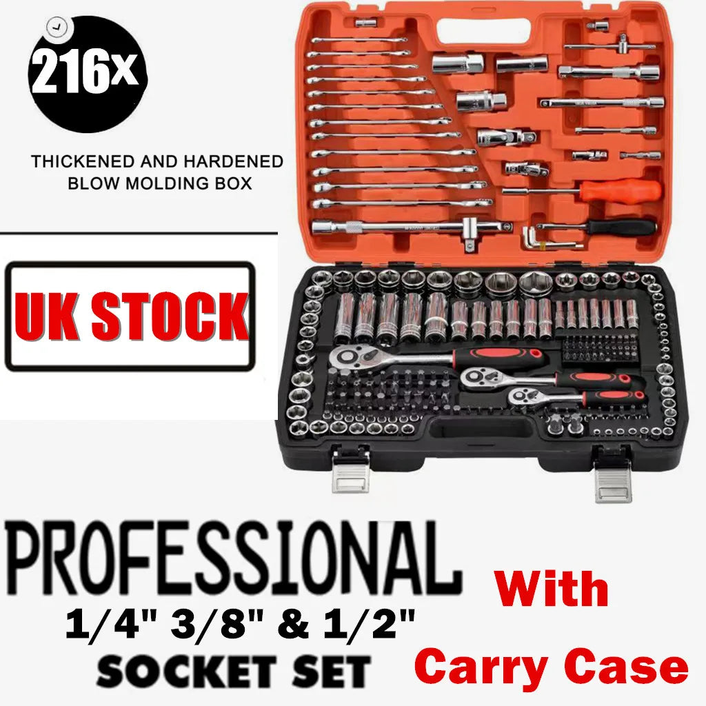 94/172/216X Socket Set 1/4" 1/2" 3/8" Ratchet Screwdriver Ratchet Torque Wrench Metric Extension Bar Auto Repairing Garage Kit