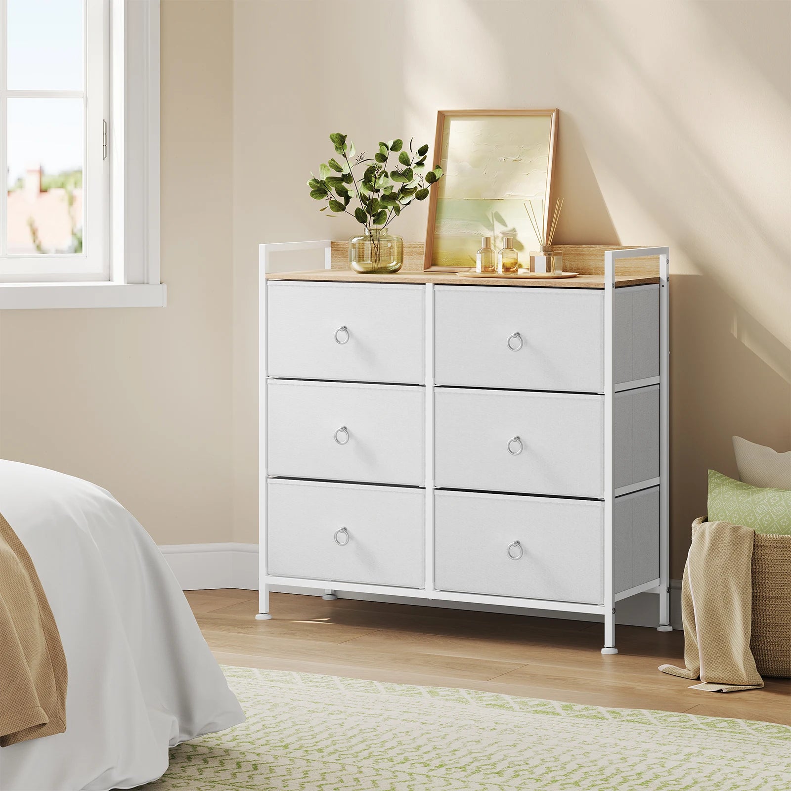 WOLTU Living Room Cabinet Chest of Drawers with 6 Fabric Drawers Storage Sideboard for Bedroom Hallway Home Organizer