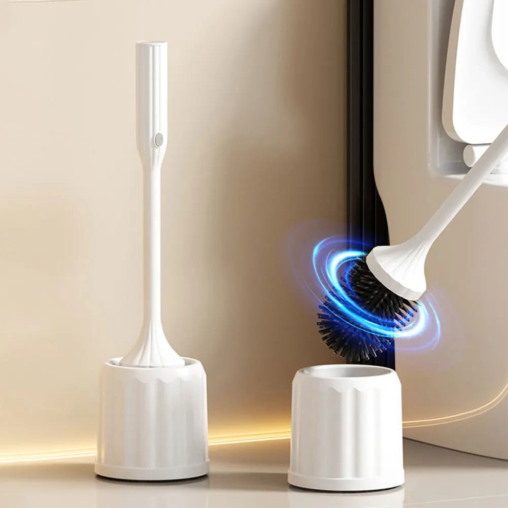 Electric Toilet Cleaner with Long Non-Slip Handle Toilet Brush and Holder Set Toilet Bowl Brush for RV Trailers Small Bathrooms