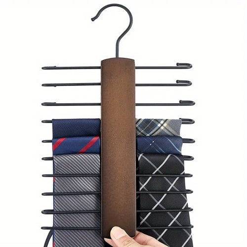 1 Wooden Tie Storage Rack with 360 Degree Rotation, Vintage Tie with Closet To Save Space Rack with 20 Anti Slip Hanging Grooves