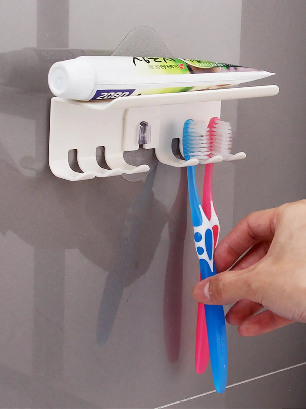 4 Slots Wall Mount Toothbrush Holder Self Adhesive Toothbrush Storage Organizer for Shower Toothpaste & Toothbrush Hanger