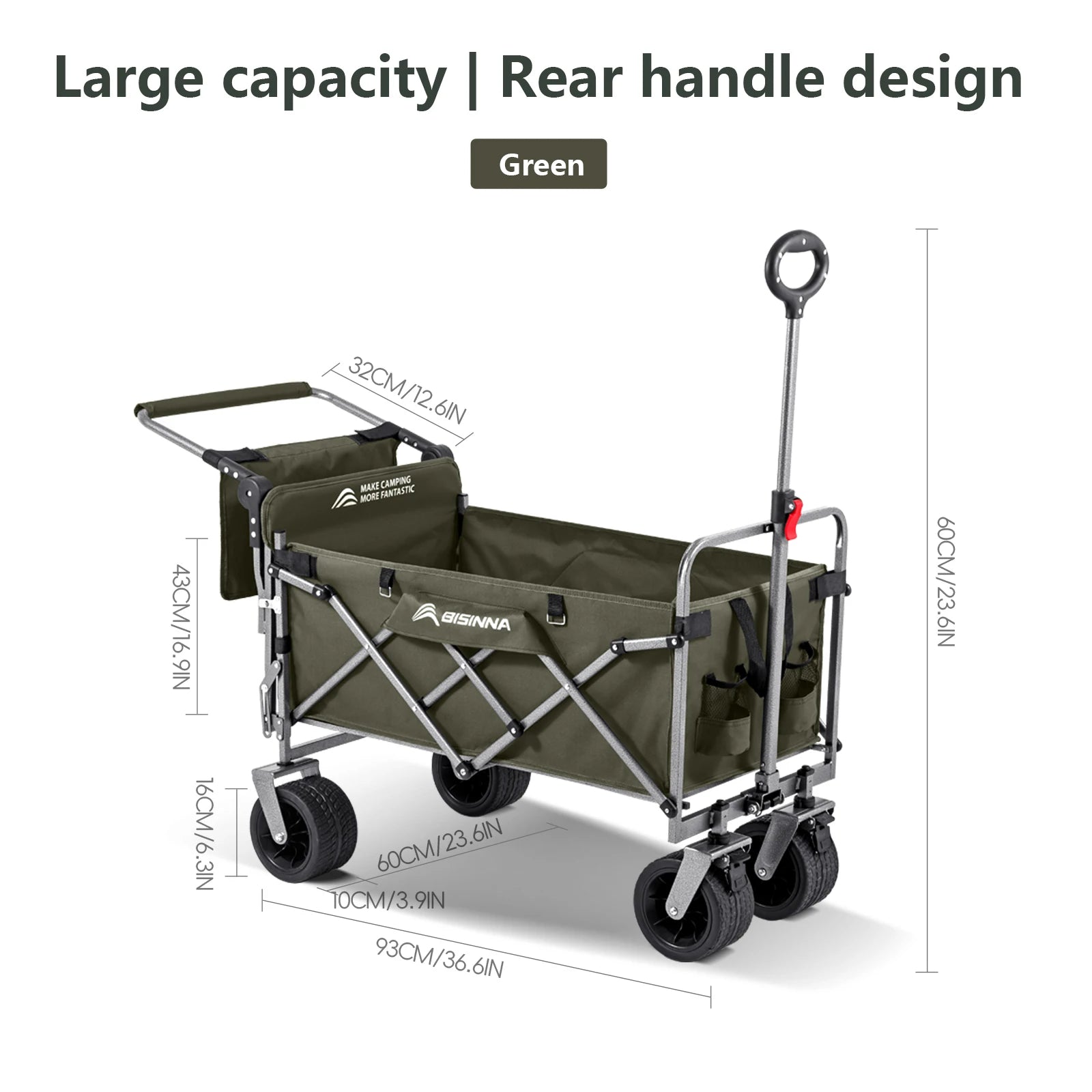 BISINNA Large Capacity Outdoor Folding Cart Portable Multi-functional Carts Beach Travel and Picnic Camping Equipment