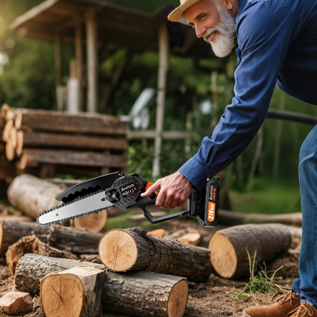 Mini Chainsaw Cordless 6 Inch with 1x1.5Ah Battery,21V Handheld Small Chain Saw for Wood Cutting Tree Trimming Gardening