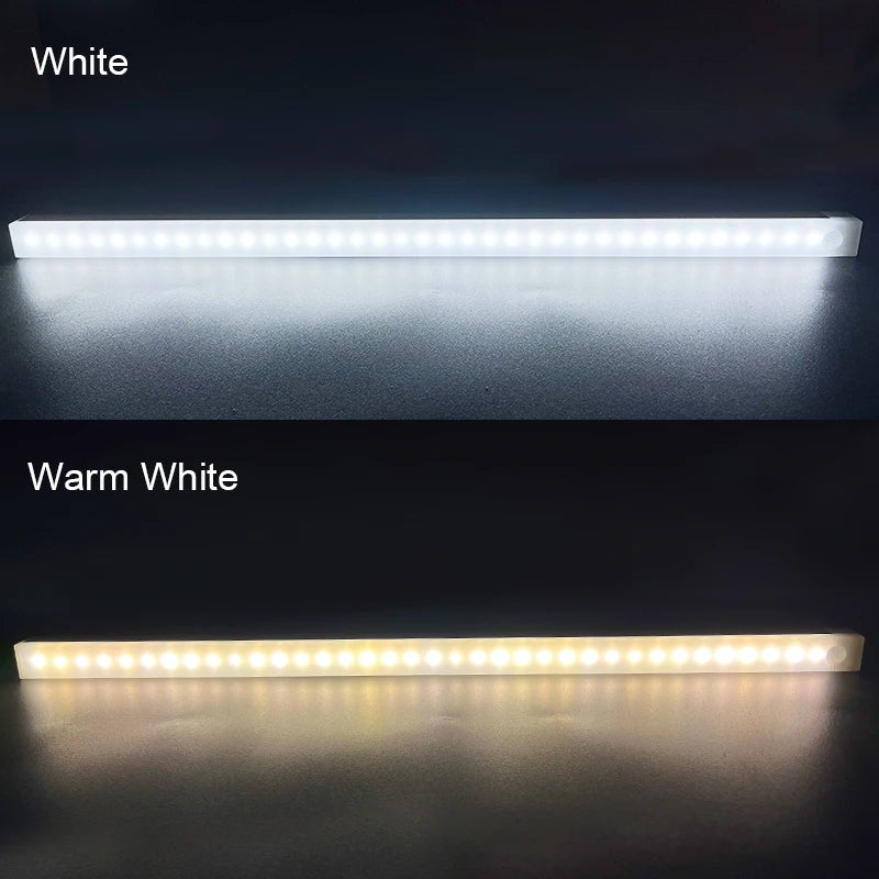 PIR Motion Sensor LED Under Cabinet Lamp Dimmable Rechargeable Night Light Stairs Closet Room Aisle Tube Bar Detector Bulb