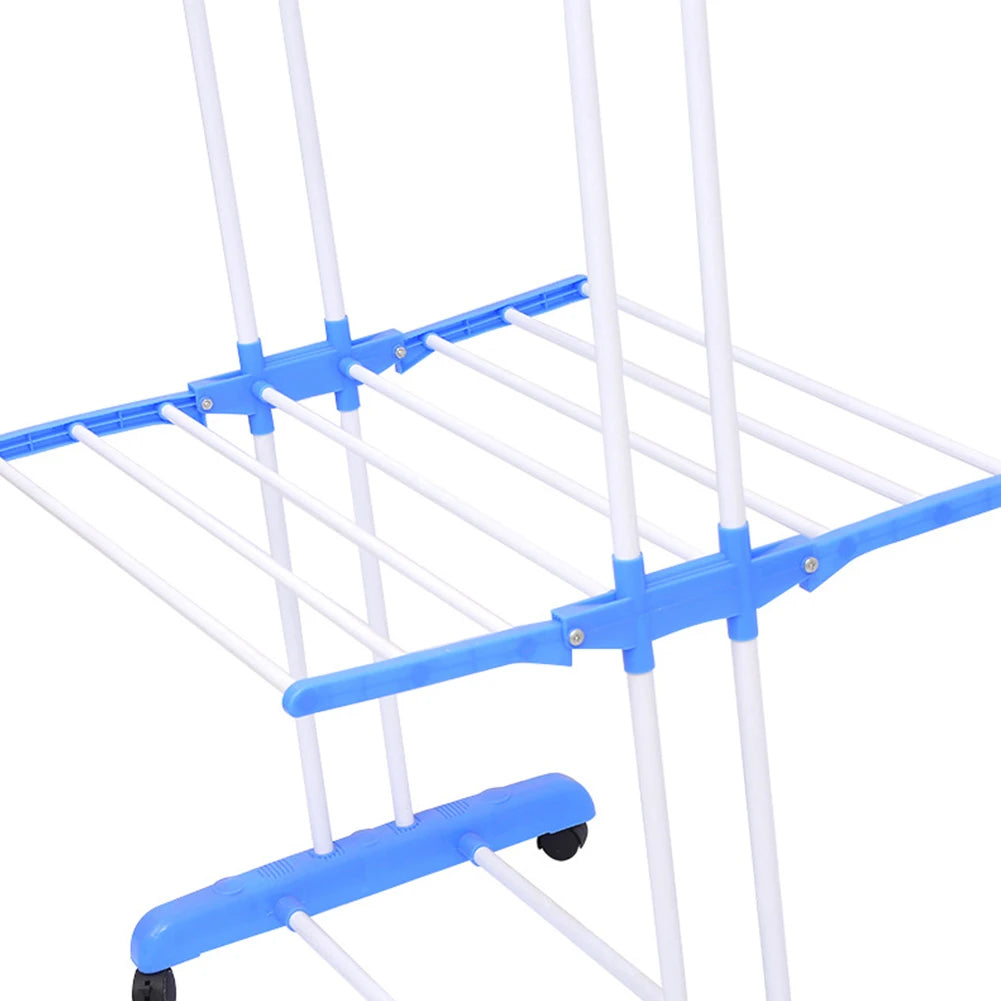 4-Tier Foldable Drying Rack Clothes Drying Rack with 4 Castors Rolling Clothes Horses Dryer Rack for Towels Clothes Shoes Linen