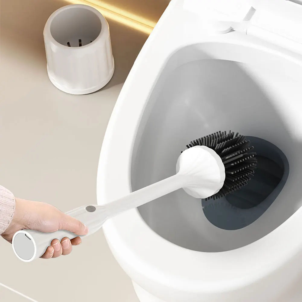 Electric Toilet Cleaner with Long Non-Slip Handle Toilet Brush and Holder Set Toilet Bowl Brush for RV Trailers Small Bathrooms